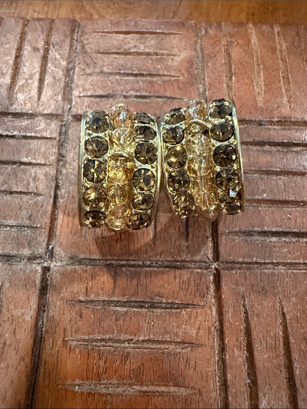 Vintage LC Lauren Conrad Gold-Tone Huggie Earrings with Smoky Crystals
